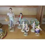 GROUP OF CONTINENTAL PORCELAIN FIGURES (6)