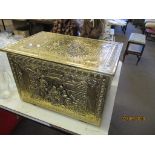 BRASS MOUNTED COAL BOX, WIDTH APPROX 46CM