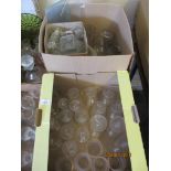 FIVE BOXES OF HOUSEHOLD GLASS ETC