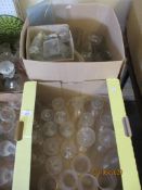 FIVE BOXES OF HOUSEHOLD GLASS ETC