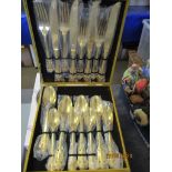 CASED SET OF GILT FINISH CUTLERY