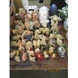 QUANTITY OF VARIOUS PIG FIGURES INCLUDING LARGE CERAMIC EXAMPLES, RESIN MODELS ETC