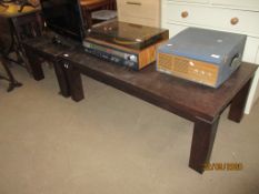 TWO MATCHING MODERN COFFEE TABLES, LARGER LENGTH APPROX 135CM