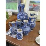 QUANTITY OF VARIOUS GERMAN GLAZED STONEWARE ITEMS INCLUDING VASES, JUGS ETC, LARGEST APPROX 42CM