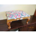 SMALL EMBROIDERED UPHOLSTERED STOOL, LENGTH 42CM