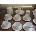 NORITAKE SIX PERSON SANDWICH SET COMPRISING TEA POT, SIX CUPS, SIX SAUCERS, SIX SIDE PLATES, MILK