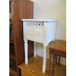 PAINTED BEDSIDE TABLE WITH TWO DRAWERS, WIDTH APPROX 40CM