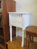 PAINTED BEDSIDE TABLE WITH TWO DRAWERS, WIDTH APPROX 40CM