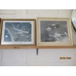 TWO FRAMED PHOTOGRAPHS DEPICTING MILITARY AIRCRAFT, LARGER (INC FRAME) WIDTH 87CM