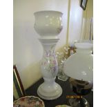 FLORAL DECORATED JARDINIERE AND STAND, TOTAL HEIGHT APPROX 67CM (ROYAL WINTON)