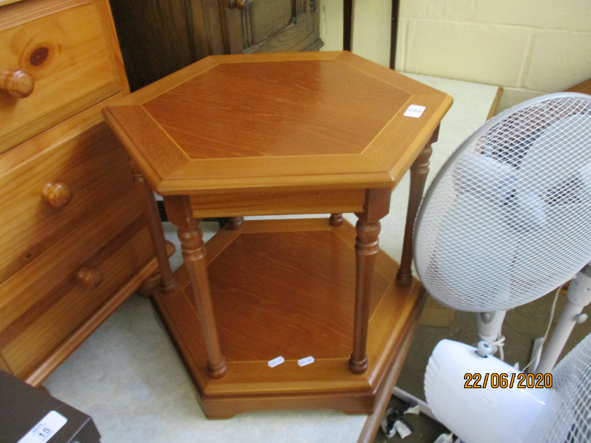 MODERN OCTAGONAL OCCASIONAL TABLE WITH STRUNG DECORATION, MAX WIDTH APPROX 52CM - Image 2 of 2