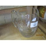 LARGE GLASS TANKARD ENGRAVED WITH ROYAL CREST WITH ROYAL ENGINEERS BELOW, 15CM HIGH