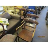 SET OF SIX DINING CHAIRS COMPRISING FOUR CHAIRS AND TWO CARVERS, HEIGHT APPROX 87CM