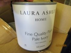 THREE BOXED 2.5LTR TINS OF LAURA ASHLEY PAINT PALE IVORY