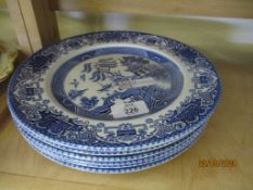 COLLECTION OF OLD WILLOW BLUE AND WHITE PLATES