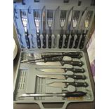 CASED SET OF STEAK KNIVES AND FORKS