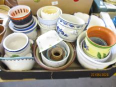 BOX CONTAINING VARIOUS SMALL CERAMIC PLANTERS