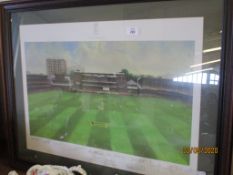 LIMITED EDITION CRICKET INTEREST PRINT, AFTER JACK RUSSELL ENTITLED “THE ULTIMATE TEST”, FROM THE
