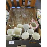 VARIOUS HOUSEHOLD GLASS AND CHINA ETC