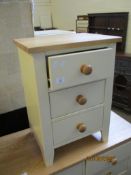 MODERN PAINTED EFFECT THREE DRAWER BEDSIDE TABLE, WIDTH APPROX 45CM