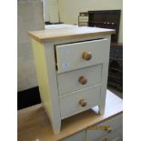 MODERN PAINTED EFFECT THREE DRAWER BEDSIDE TABLE, WIDTH APPROX 45CM