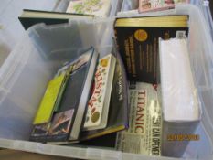 BOX OF MIXED BOOKS INCLUDING TITANIC INTEREST ETC