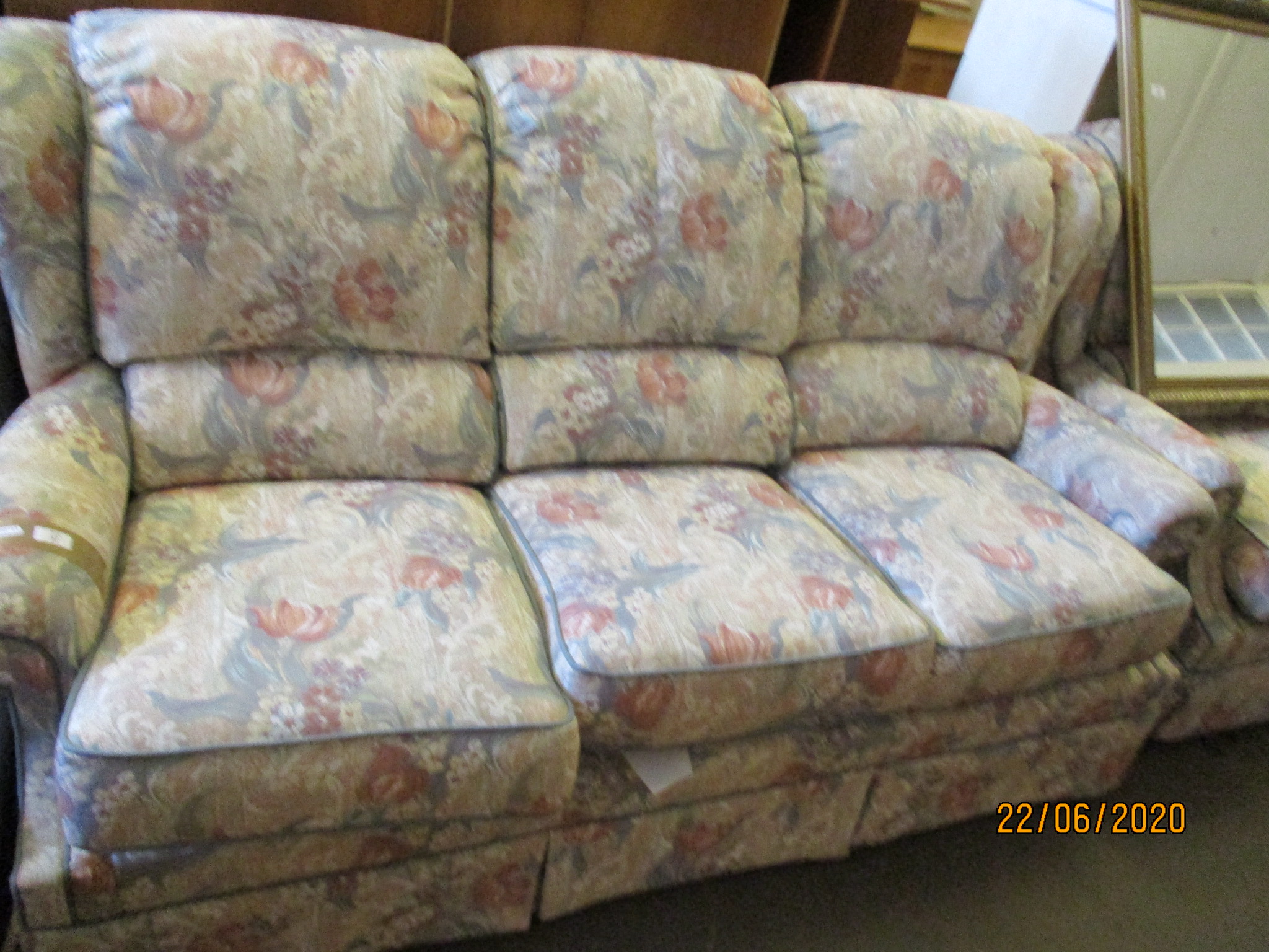 FLORAL FOUR PIECE SUITE COMPRISING THREE SEATER SOFA, TWO SEATER SOFA, ARMCHAIR AND POUFFE, THE - Image 2 of 4