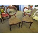 TWO VICTORIAN MAHOGANY BALLOON BACK CHAIRS, EACH HEIGHT APPROX 87CM