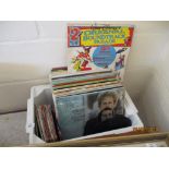 BOX OF VARIOUS 12INS LP RECORDS INCLUDING SIMON & GARFUNKEL, NANA MUSKOURI, OPPORTUNITY KNOCKS,