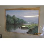 FRAMED RIVER LANDSCAPE WITH CATTLE, SIGNED I P MC L WATTERS, APPROX 23 X 35CM