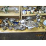 COLLECTION OF VARIOUS SILVER PLATED ITEMS INCLUDING TEA SETS, TAZZAS, SAUCE BOAT ETC, TOGETHER