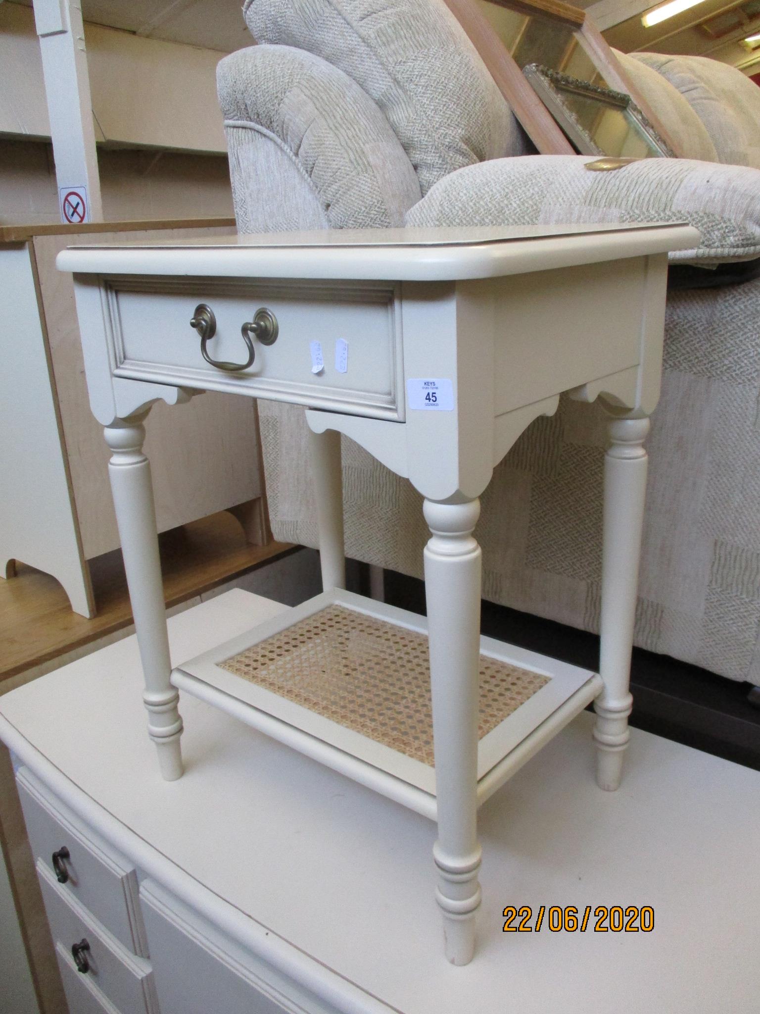 MODERN PAINTED FINISH BEDSIDE TABLE, WIDTH APPROX 50CM