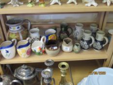 QUANTITY OF VARIOUS DECORATIVE CERAMIC JUGS, LARGEST APPROX 18CM