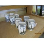 COLLECTION OF EIGHT ALTENKUNSTADT CERAMIC SHOT MEASURES OR GLASSES