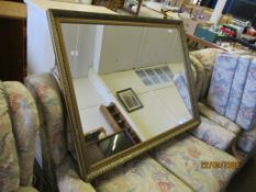 GILT FRAMED MODERN WALL MIRROR, SIZE INC FRAME APPROX 112 X 87CM