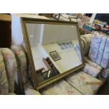 GILT FRAMED MODERN WALL MIRROR, SIZE INC FRAME APPROX 112 X 87CM