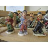 COLLECTION OF FIVE VARIOUS HUMMEL STYLE FIGURES, TALLEST APPROX 16CM