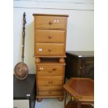 PAIR OF PINE THREE DRAWER BEDSIDE CABINETS, EACH WIDTH APPROX 48CM