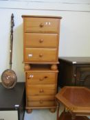 PAIR OF PINE THREE DRAWER BEDSIDE CABINETS, EACH WIDTH APPROX 48CM