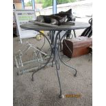 METAL PATIO TABLE, DIAM APPROX 66CMS