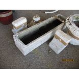 MOULDED CEMENT PLANTER, LENGTH APPROX 76CMSTOGETHER WITH MATCHING STAND