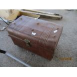 SMALL TIN TRAVELLING TRUNK, LENGTH APPROX 55CMS