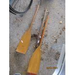 BOAT RELATED INCLUDING PAIR OF OARS, TILLER ETC