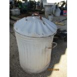 GALVANISED BIN WITH LID