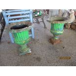 TWO VINTAGE METAL DECORATIVE PLANTERS, EACH APPROX 35CMS DIAM