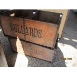 TWO VINTAGE BULLARDS WOODEN BEER CRATES