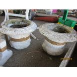 TWO DECORATIVE PLANTERS, EACH APPROX 45CMS DIAM