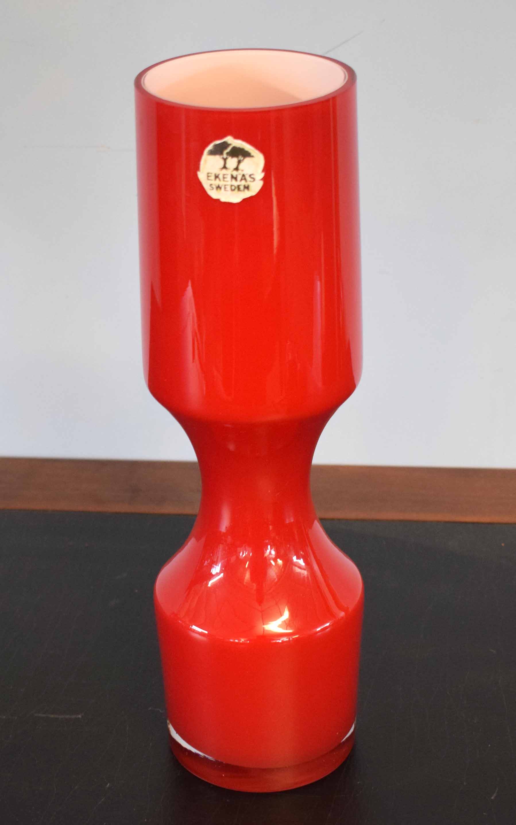 Swedish Ekenas red art glass vase