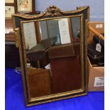 Reproduction gilt metal easel back table top mirror, 32cm wide