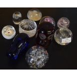 Group of 10 paperweights including a Caithness miniature ladybird and an Edinburgh Crystal weight (
